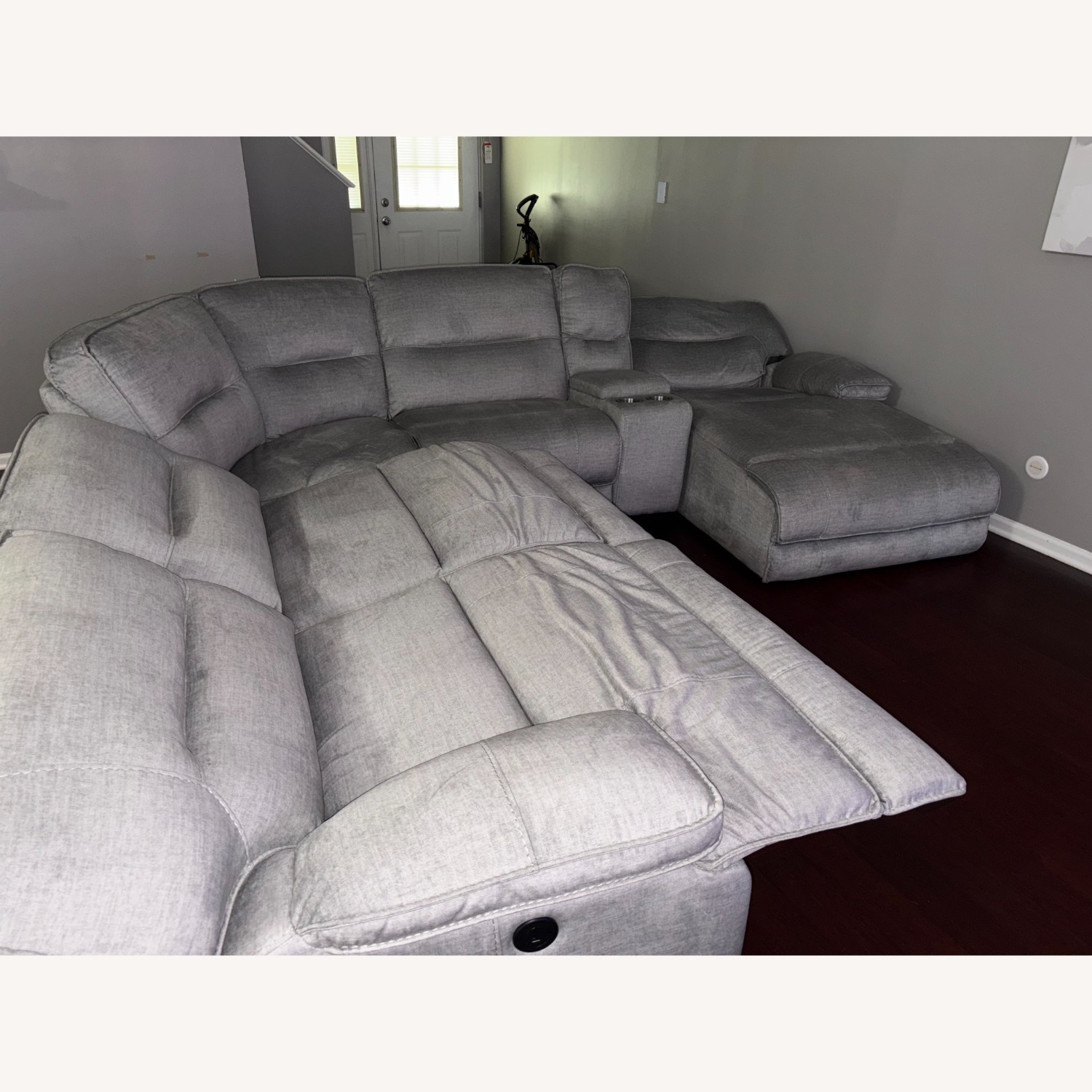 Vintage/Antique Silver Fabric 3+ Seater Sofa - image-2