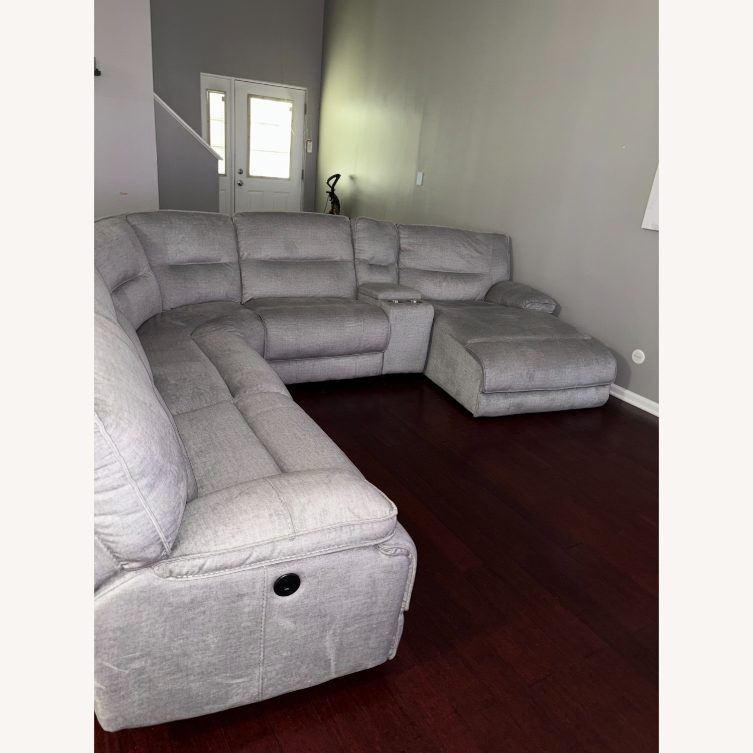 Vintage/Antique Silver Fabric 3+ Seater Sofa - image-1