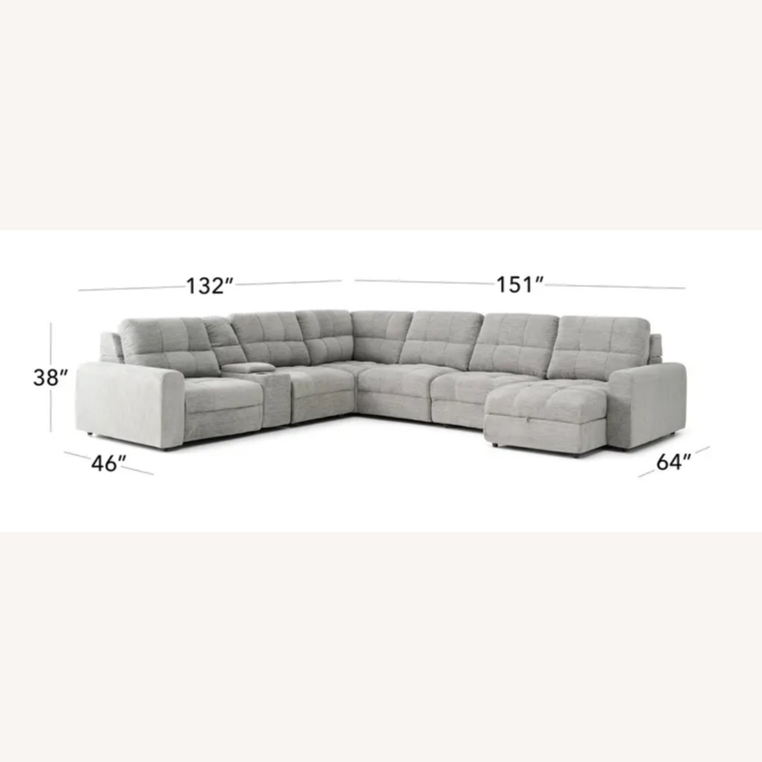 Light Gray Power Sectional - image-3