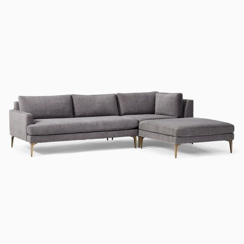 Used West Elm Andes Light Gray Fabric 3+ Piece Sectional for sale on AptDeco