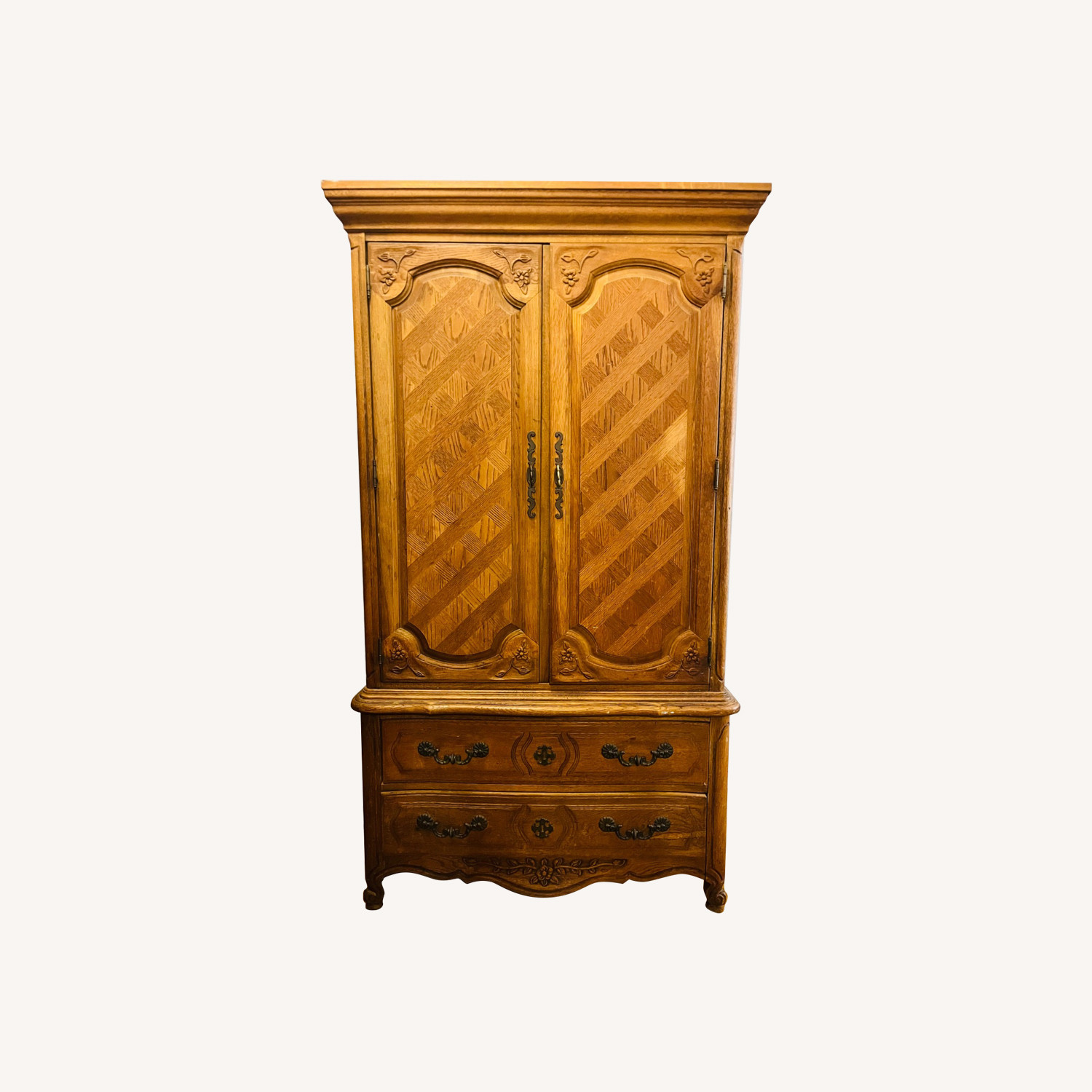 Image of Vintage.Antique Natural Wood Armoire
