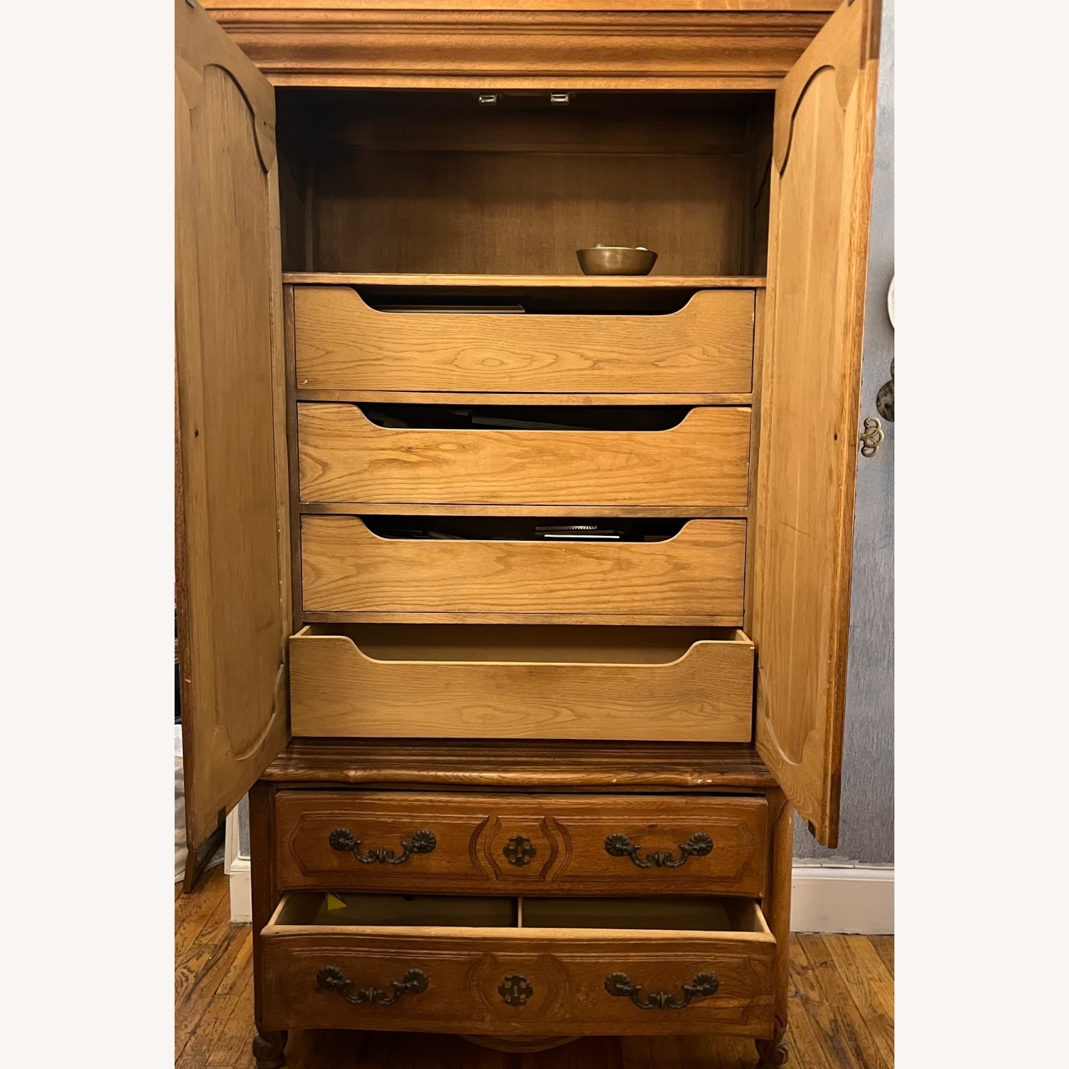 Vintage/Antique Natural Wood Armoire - image-4