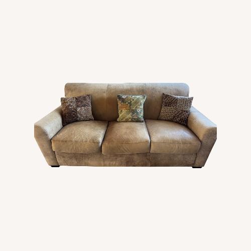 Used Light Brown Leather 3+ Seater Sofa for sale on AptDeco