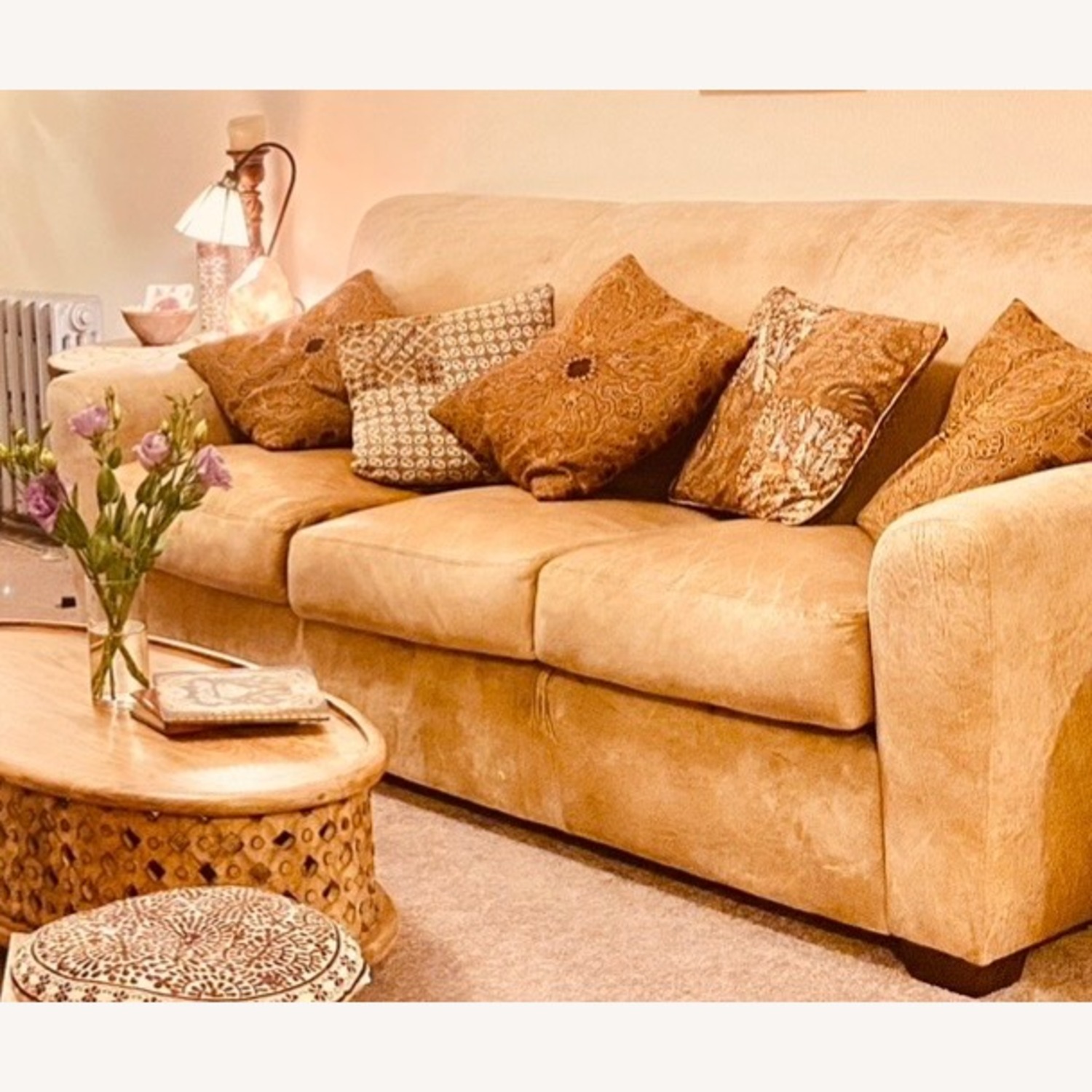 Light Brown Leather 3+ Seater Sofa - image-7