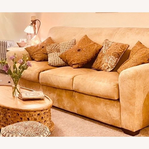 Used Light Brown Leather 3+ Seater Sofa for sale on AptDeco