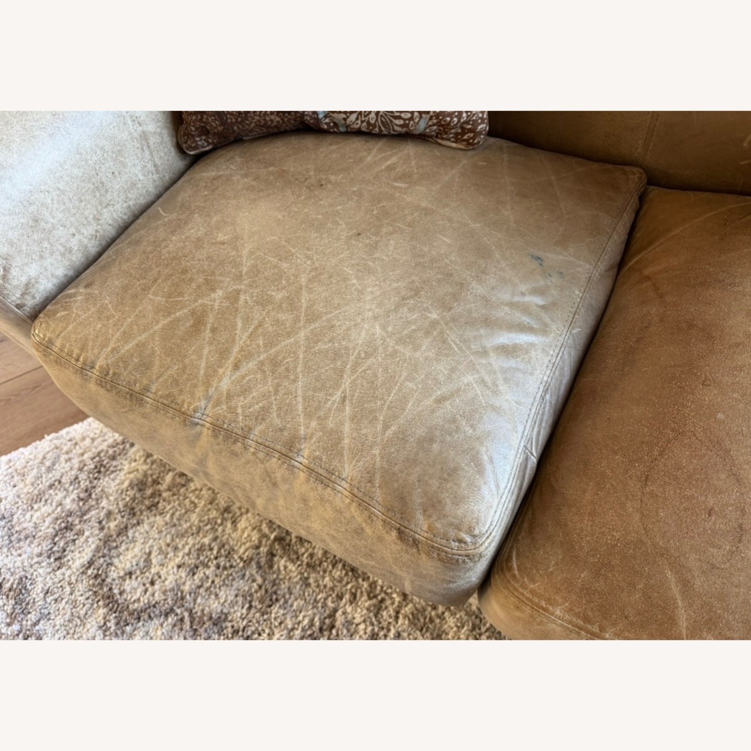 Light Brown Leather 3+ Seater Sofa - image-6