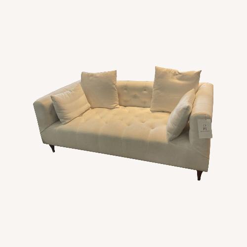 Used Tufted Linen Ms. Chesterfield Loveseat White for sale on AptDeco