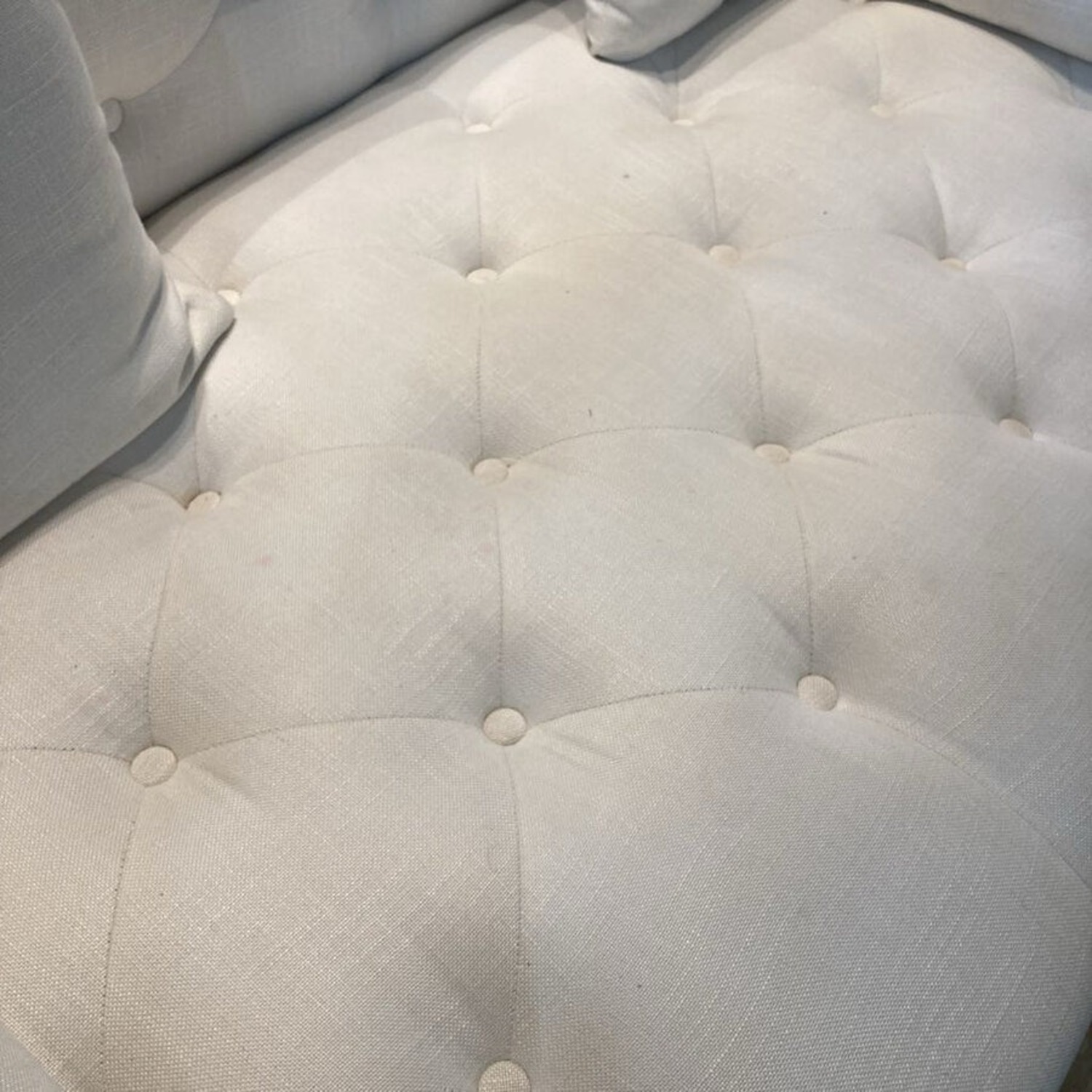 Tufted Linen Ms. Chesterfield Loveseat White - image-10