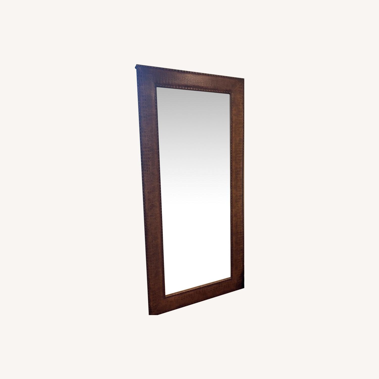 Z Gallerie Light Brown Faux Leather Mirror - image-0