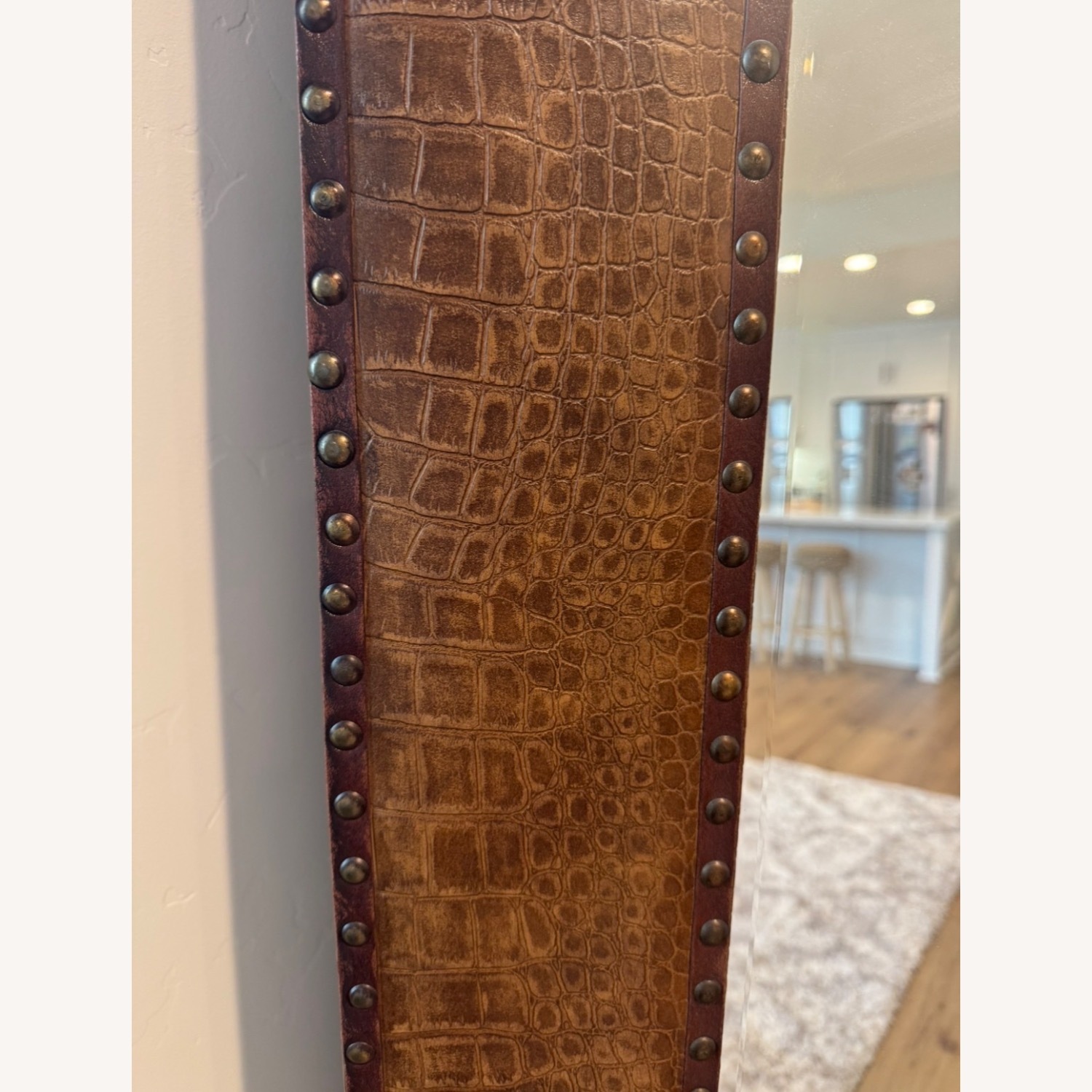 Z Gallerie Light Brown Faux Leather Mirror - image-2