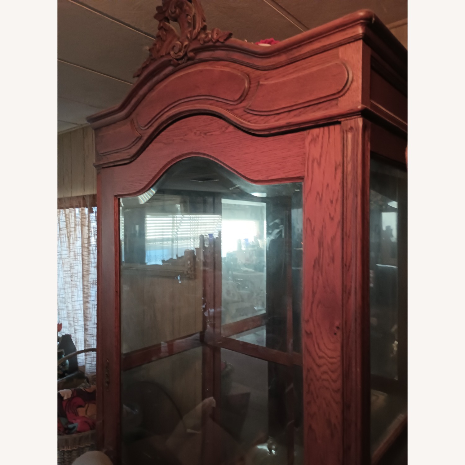 Vintage/Antique Dark Brown Mirrored Glass Armoire - image-4