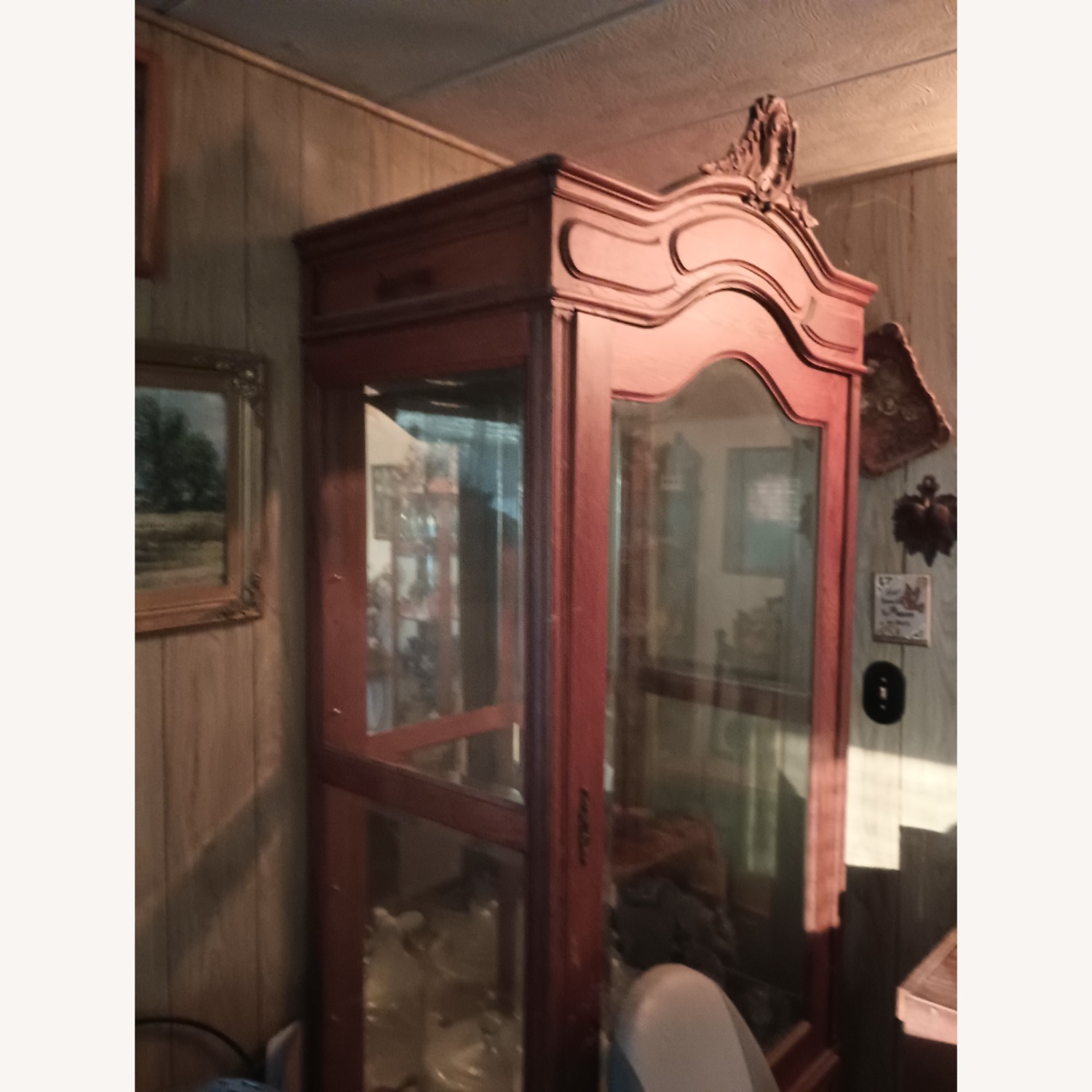 Vintage/Antique Dark Brown Mirrored Glass Armoire - image-1