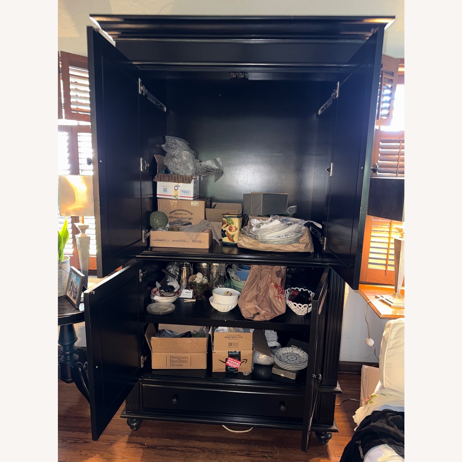 Restoration Hardware Black Wood Armoire - image-4