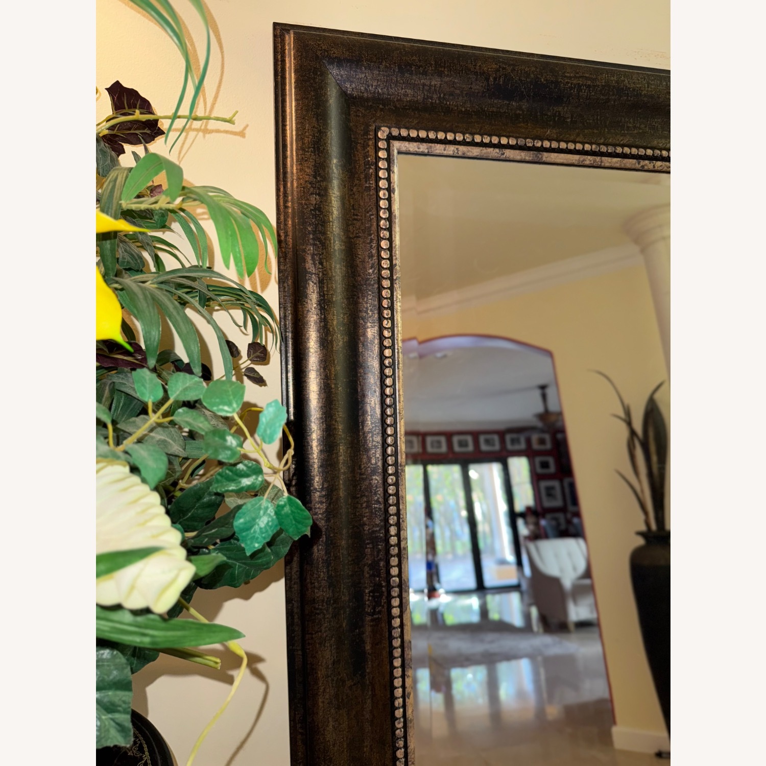 Dark Brown Wood Wall Mirror - image-2