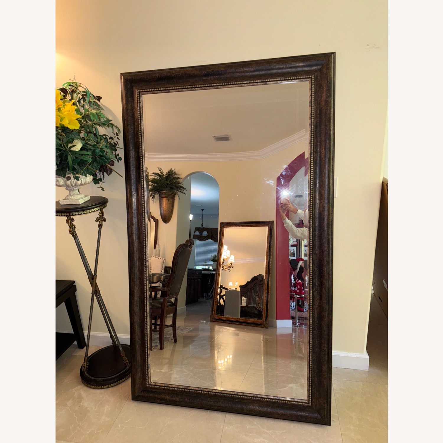 Dark Brown Wood Wall Mirror - image-4