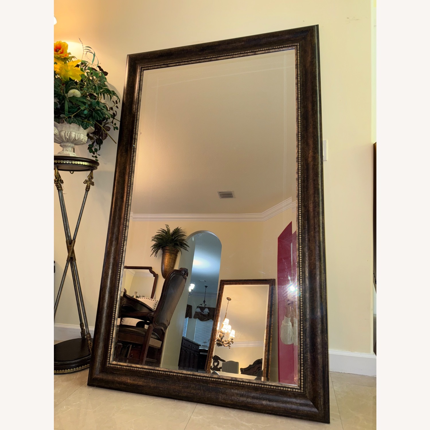 Dark Brown Wood Wall Mirror - image-3