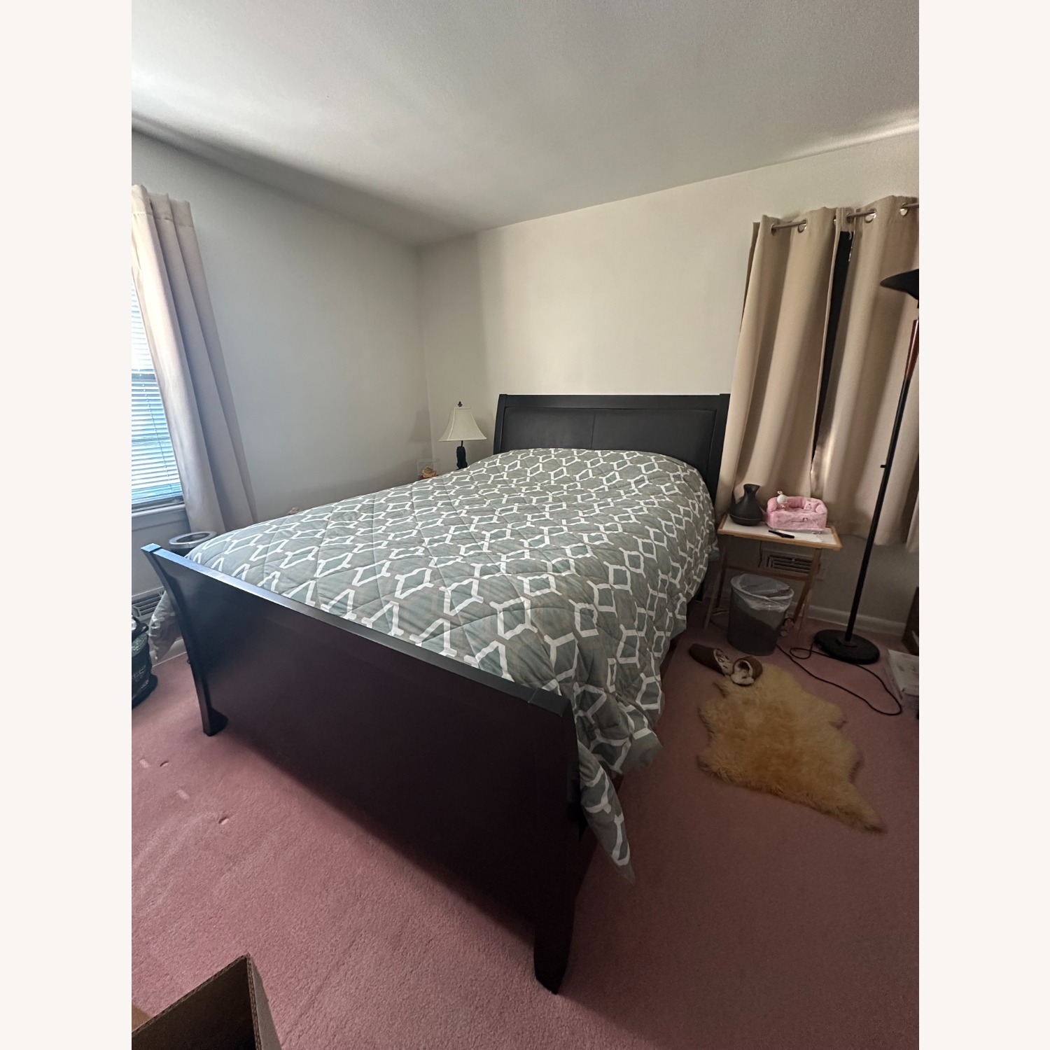 Dark Brown Wooden Queen Bed Frame - image-1