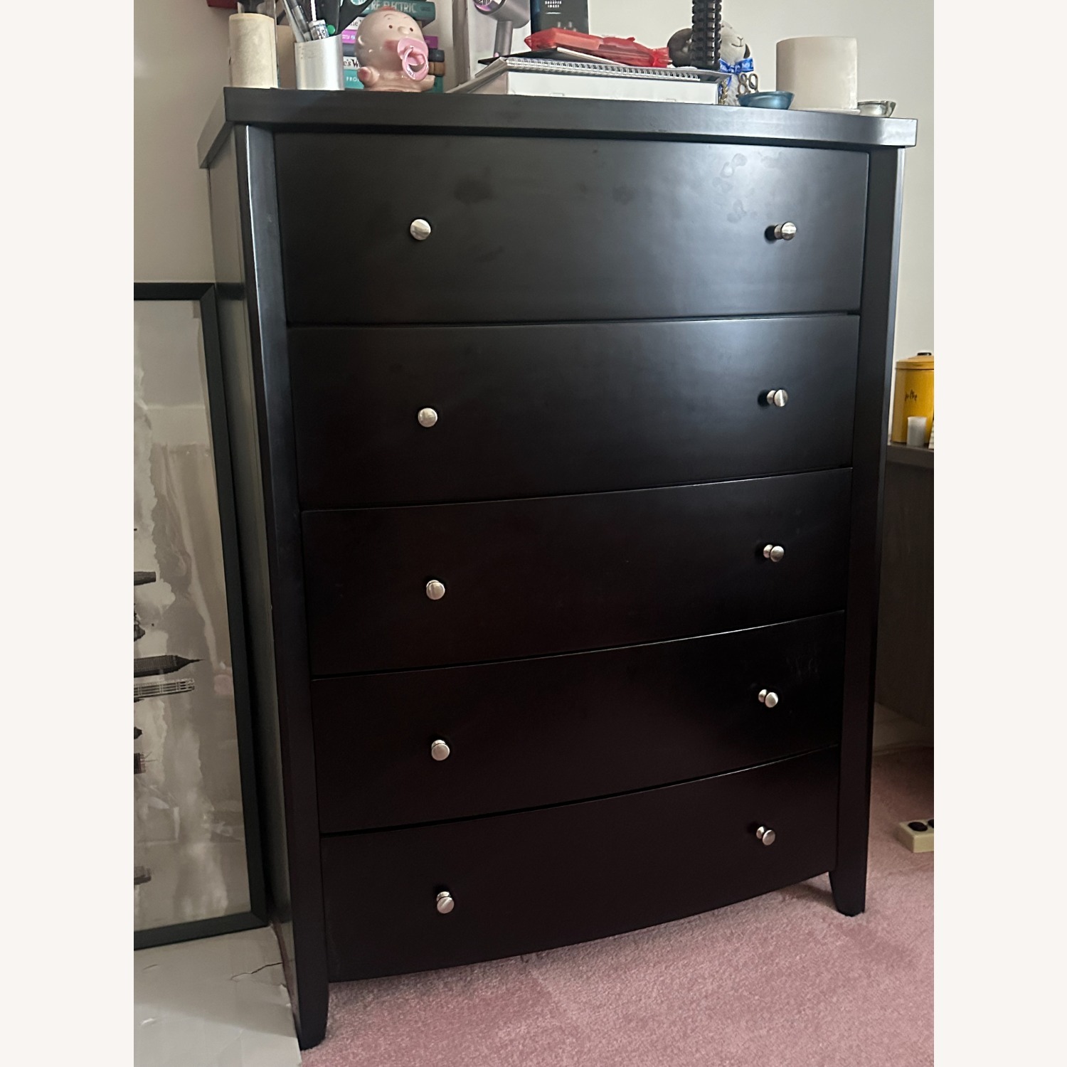 Dark Brown Wood Dresser - image-1