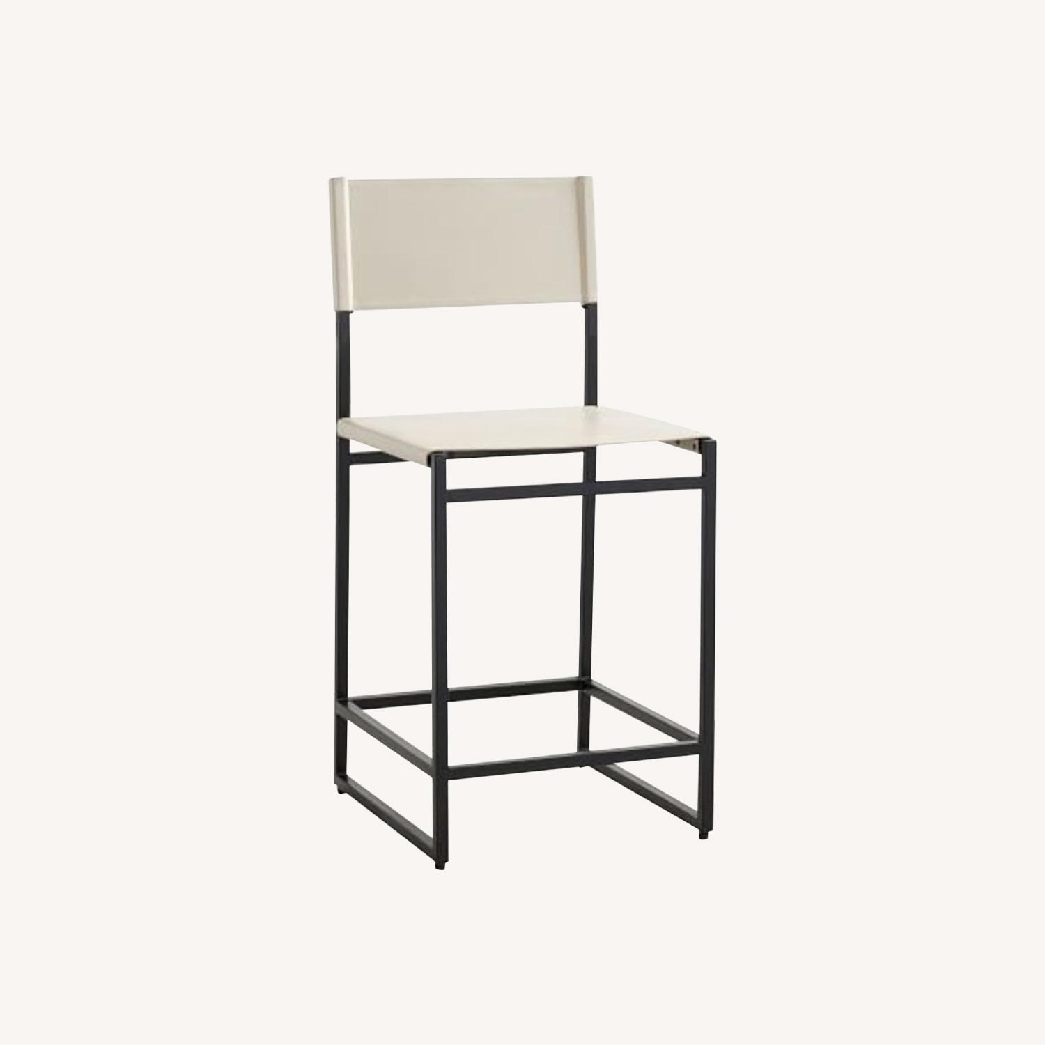 Pottery Barn Hardy White Leather Stools - image-0