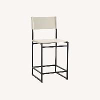 Pottery Barn Hardy White Leather Stools