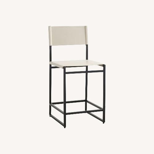 Used Pottery Barn Hardy White Leather Stools for sale on AptDeco