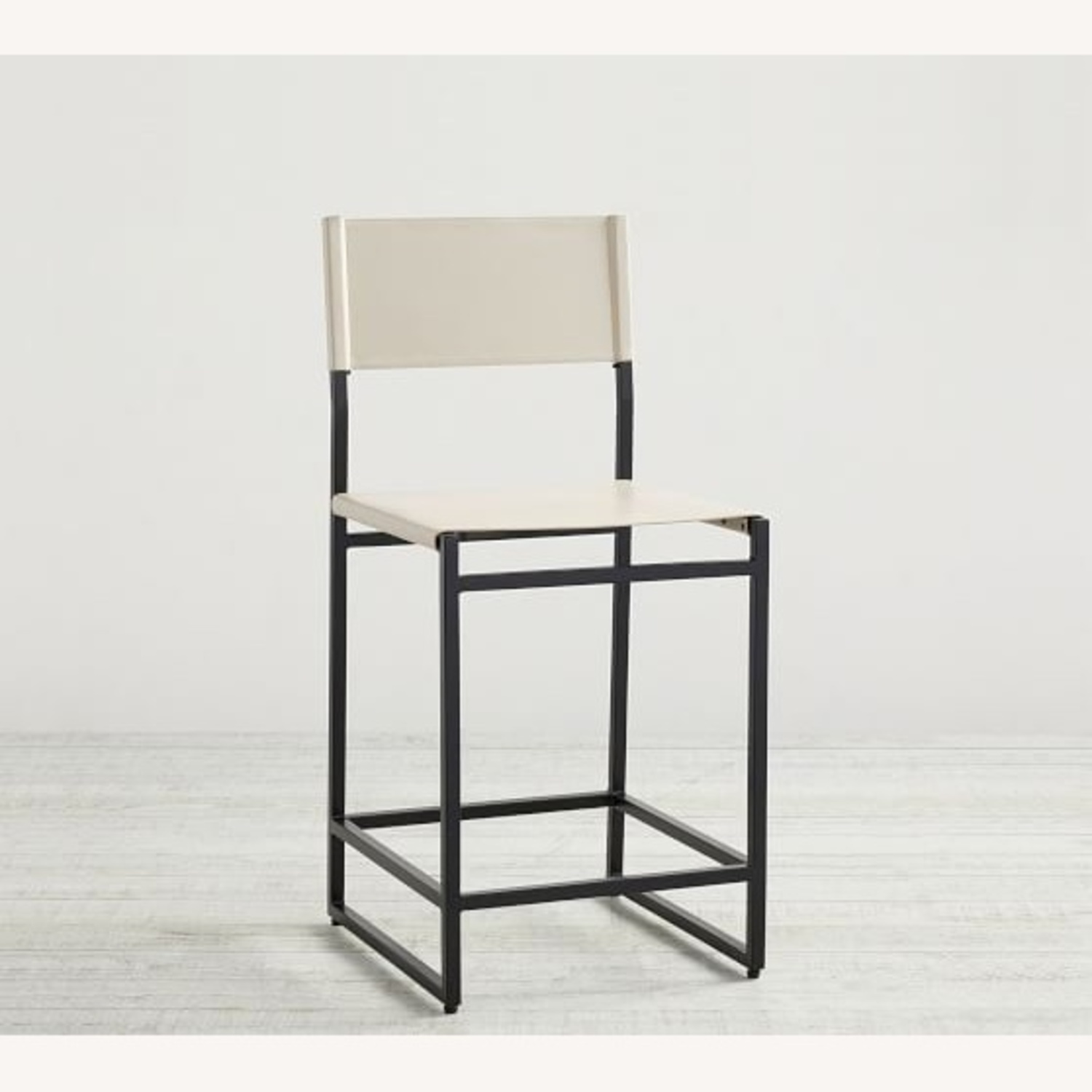 Pottery Barn Hardy White Leather Stools - image-0