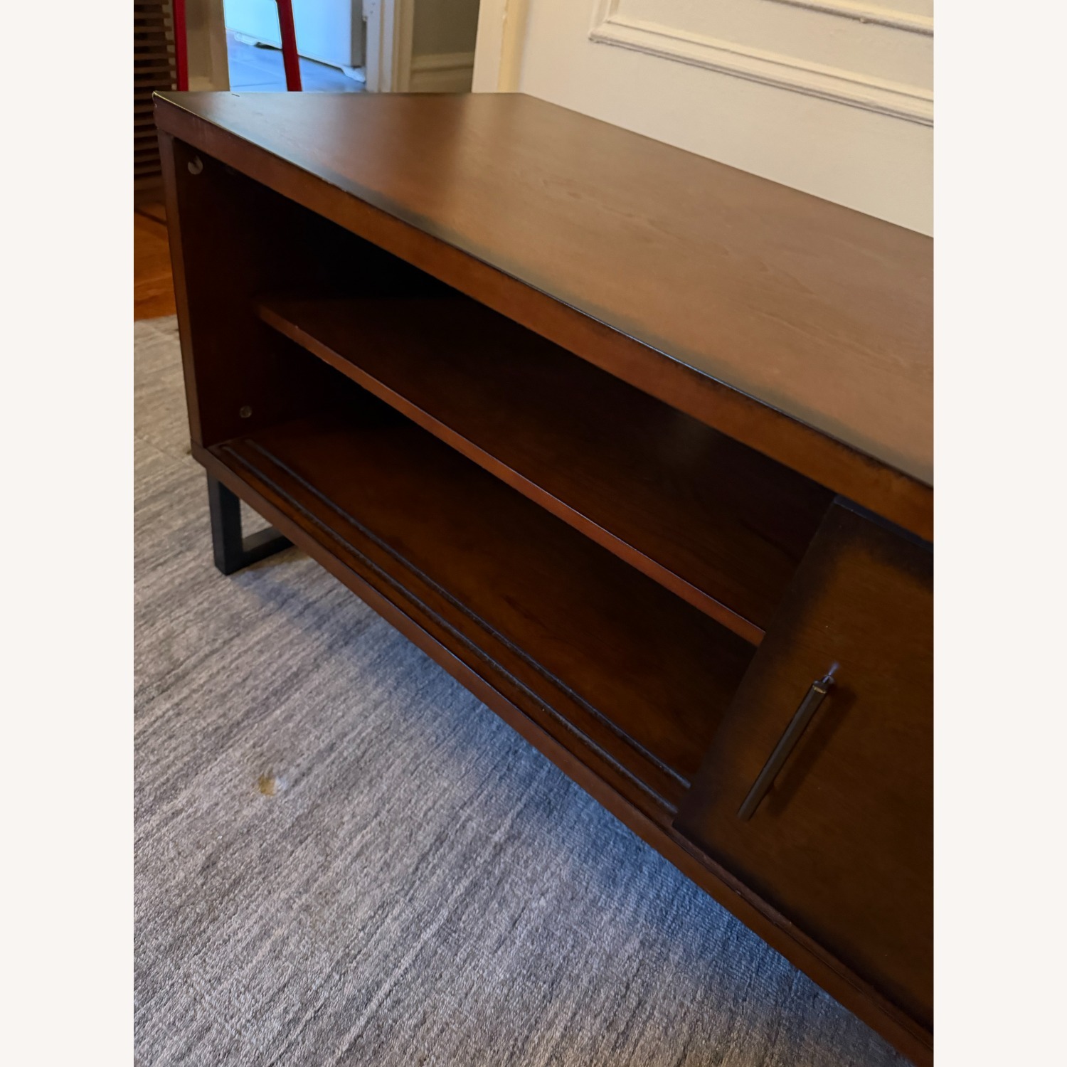 Overstock Dark Brown Wood Veneer Media Storage - image-2