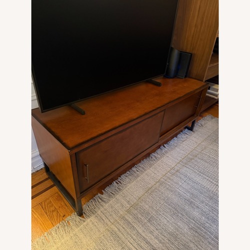 Used Overstock Dark Brown Wood Veneer Media Storage for sale on AptDeco
