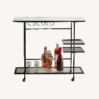 Pottery Barn Delaney White Marble Bar Cart