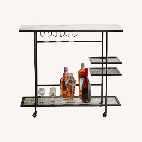 Used Pottery Barn Delaney White Marble Bar Cart for sale on AptDeco