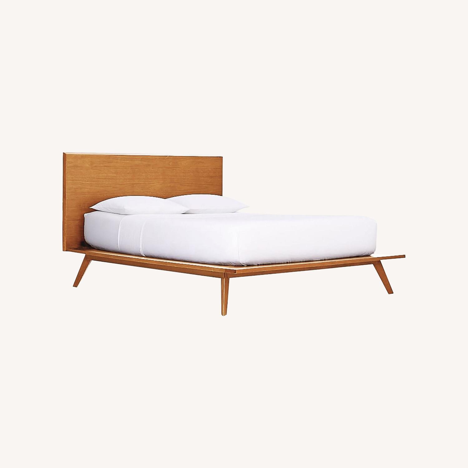 West Elm Light Brown Wood King Bed - image-0