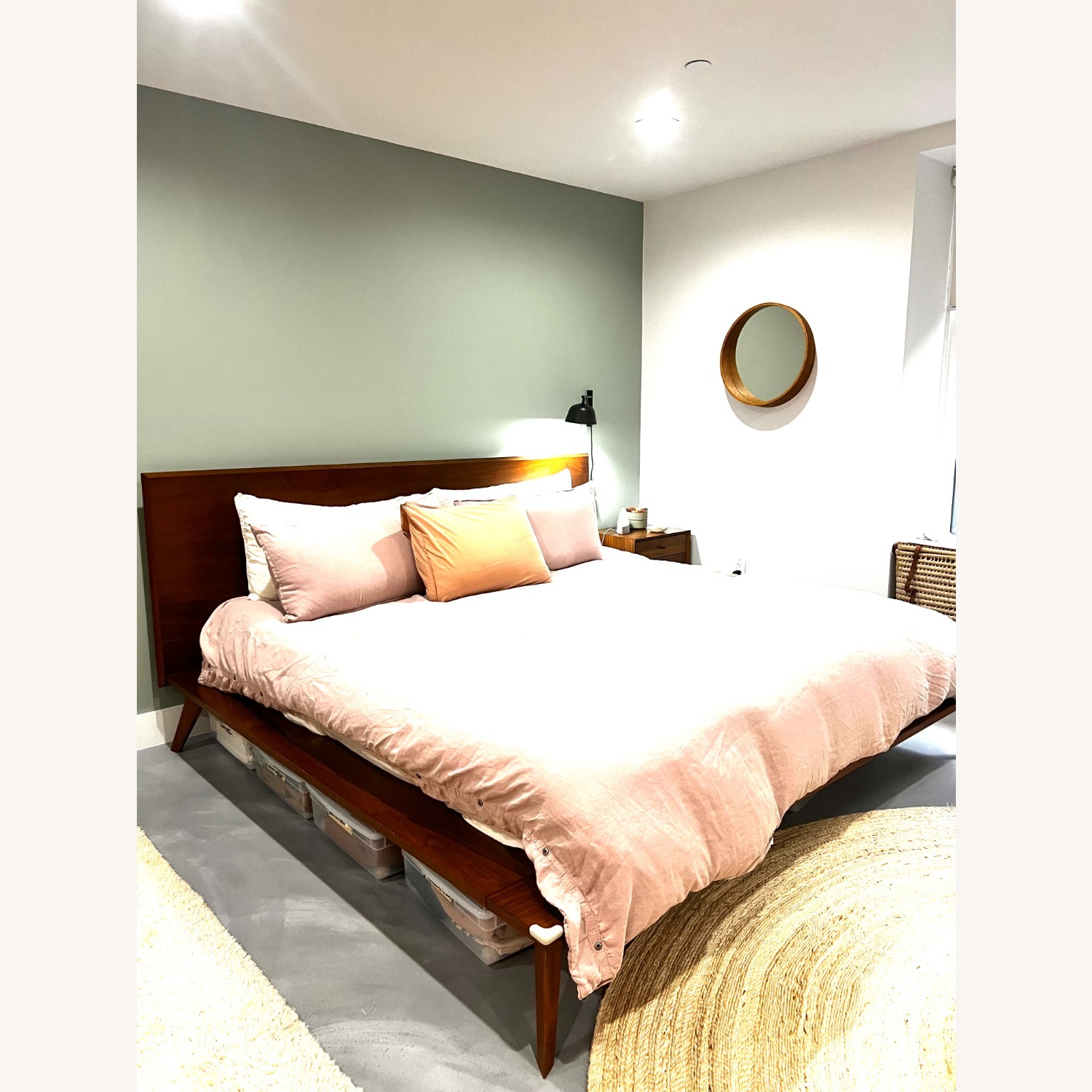 West Elm Light Brown Wood King Bed - image-1