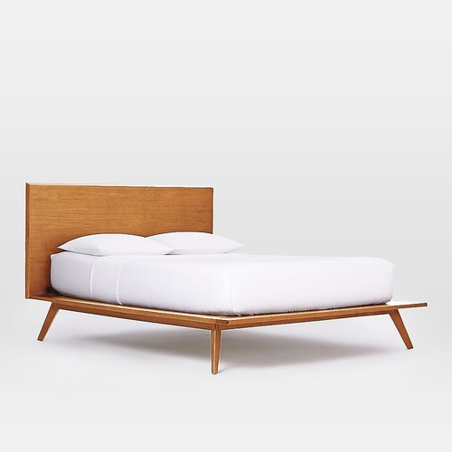 Used West Elm Light Brown Wood King Bed for sale on AptDeco