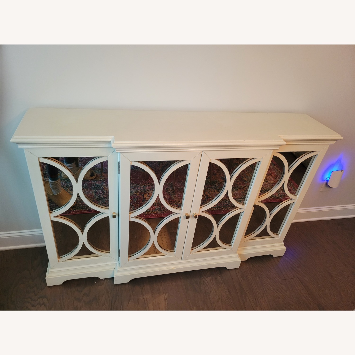 White Sideboard With Mirrored Doors - image-2