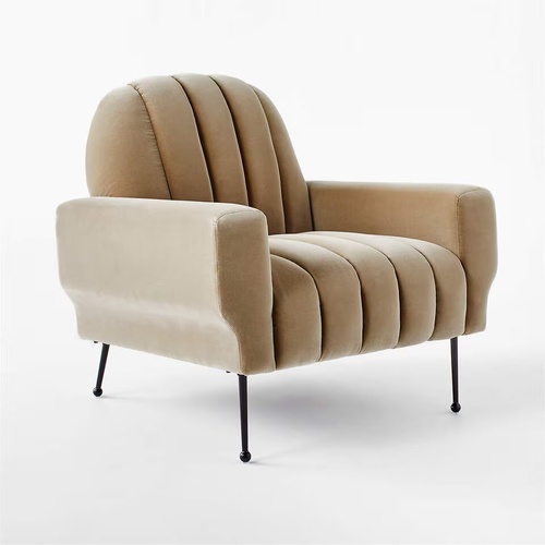 Used CB2 Ardis Natural Velvet Accent Chair for sale on AptDeco