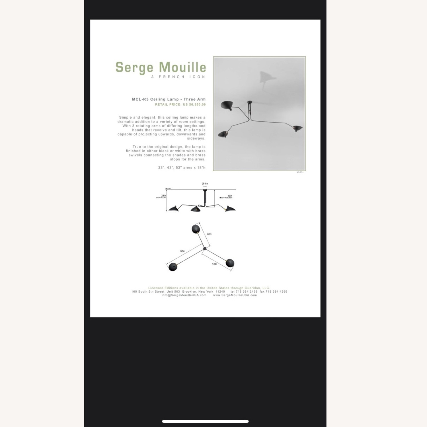 Serge Mouille 3-Arm Ceiling Light - image-4