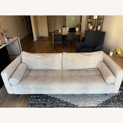 Used Article Sven White Fabric 3+ Seater Sofa for sale on AptDeco