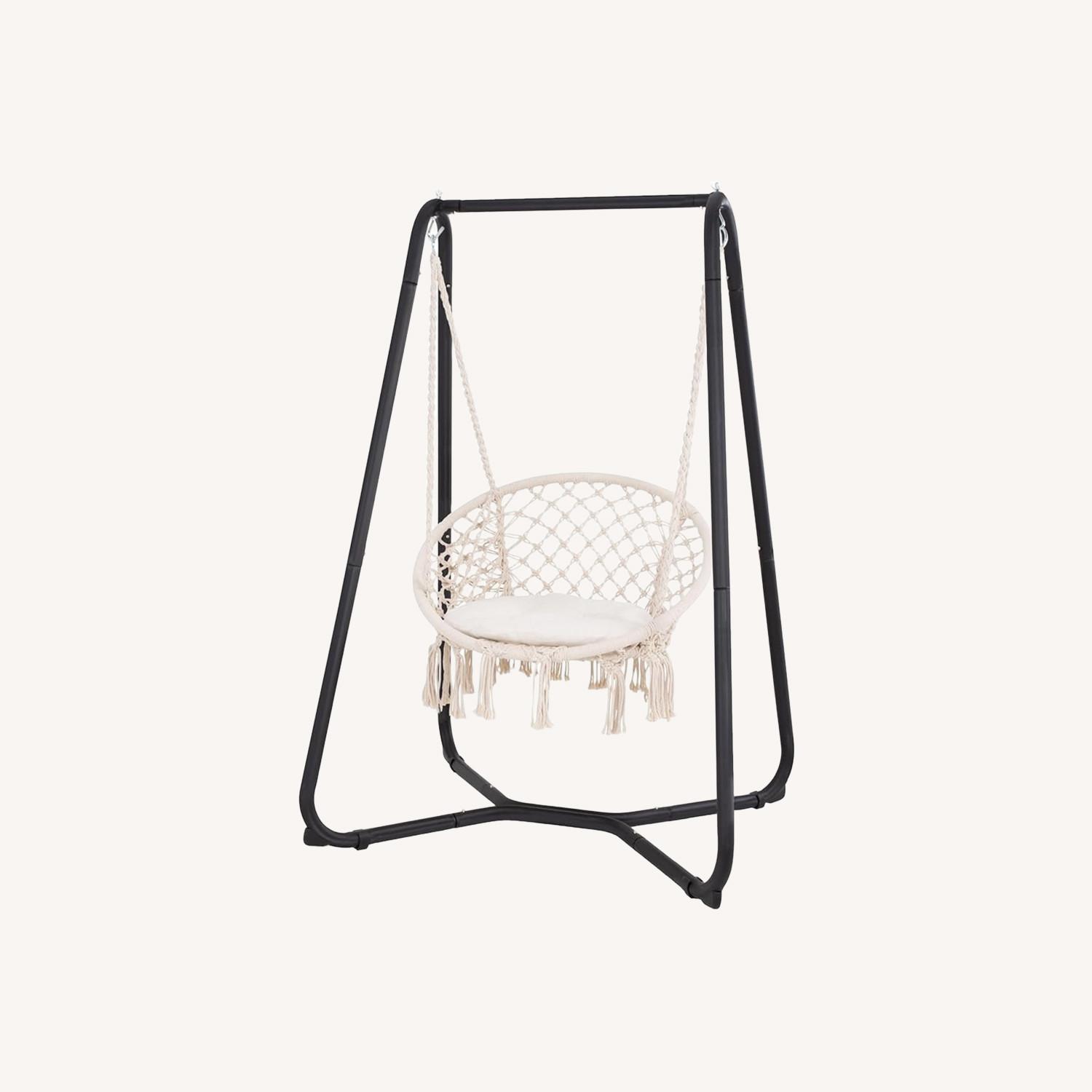 Outdoor Swing With Stand (Beige) - image-0