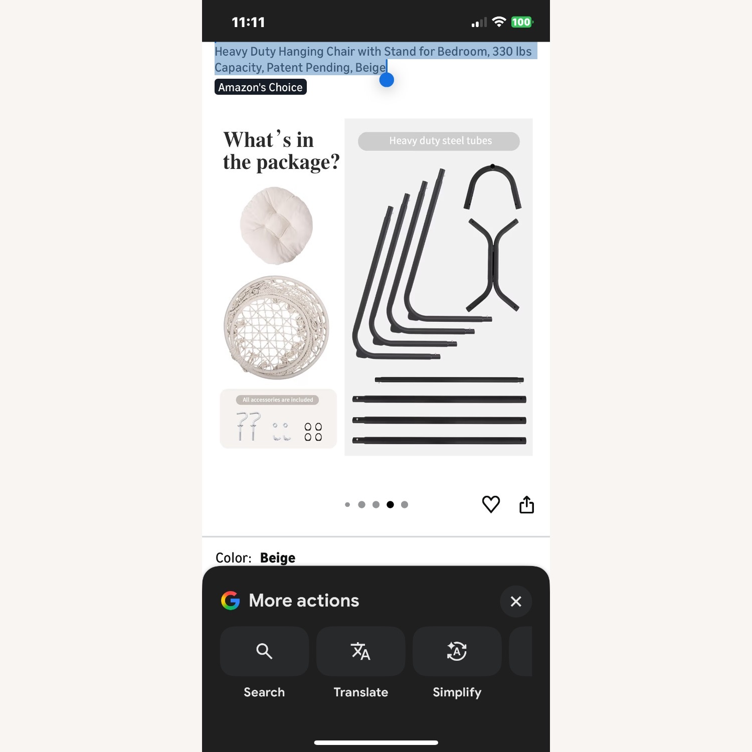 Outdoor Swing With Stand (Beige) - image-2