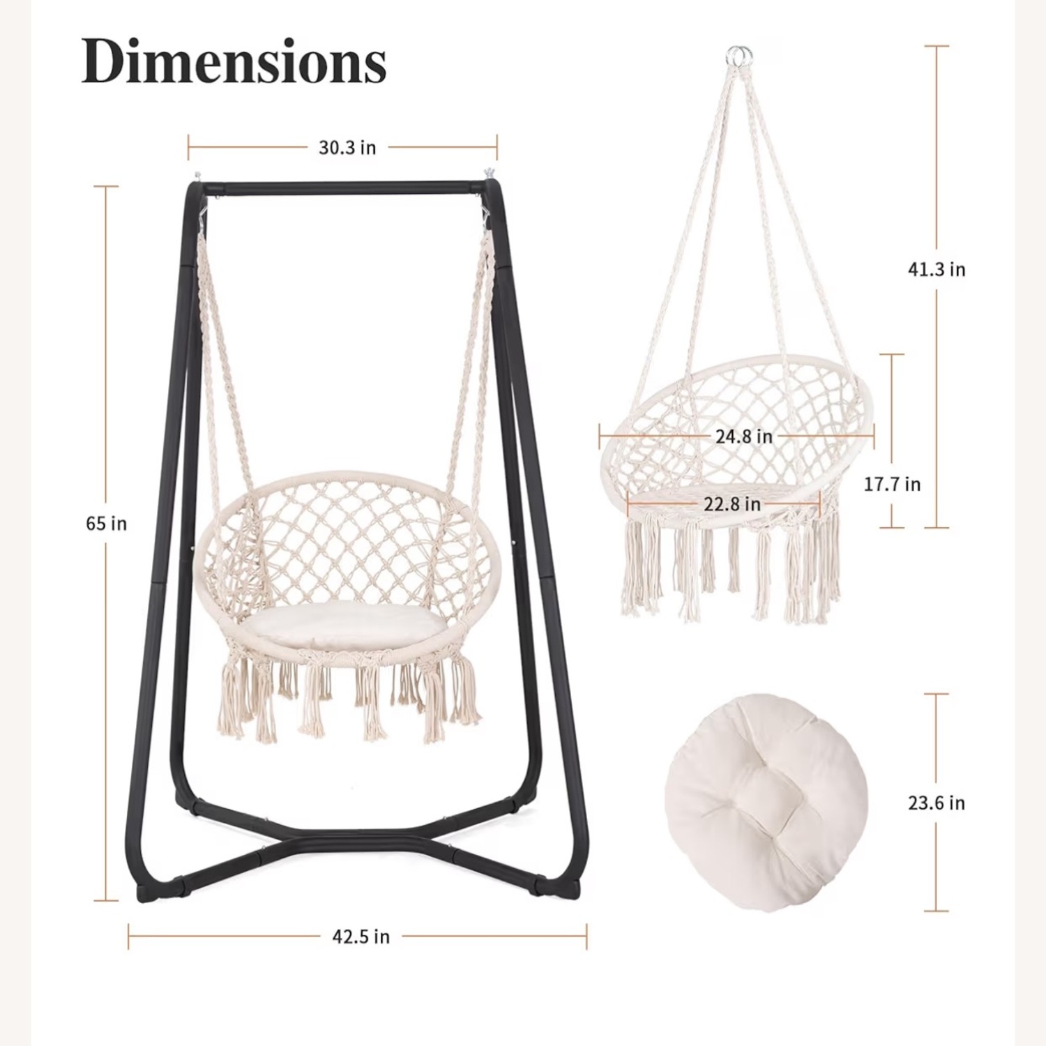 Outdoor Swing With Stand (Beige) - image-4
