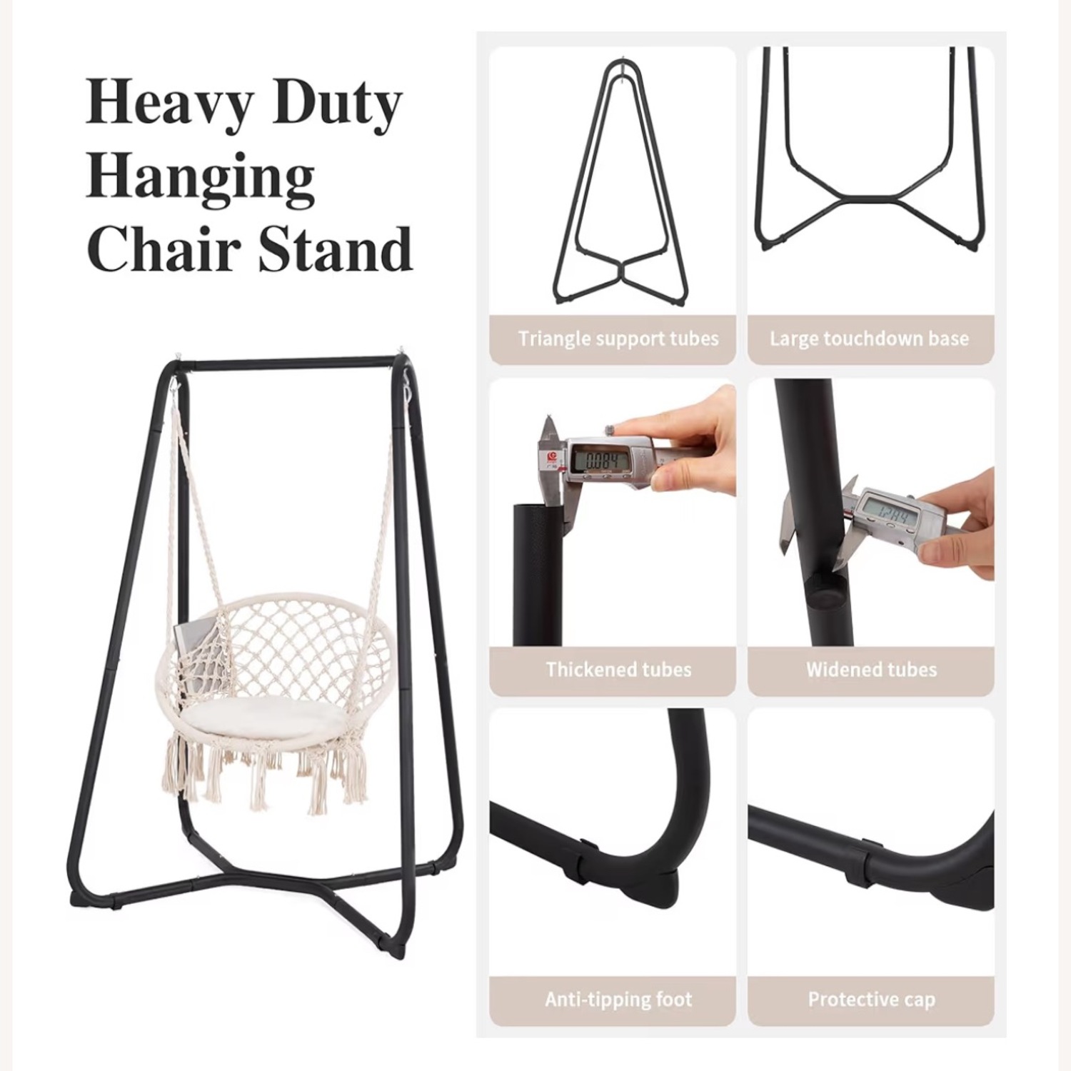 Outdoor Swing With Stand (Beige) - image-3