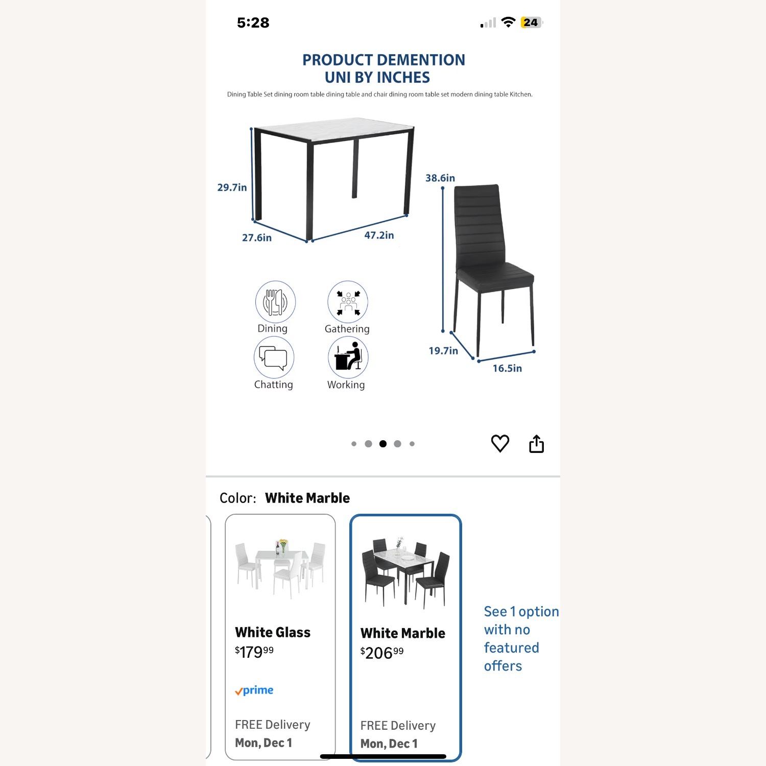 Dinner Table With 4 Chairs - image-5