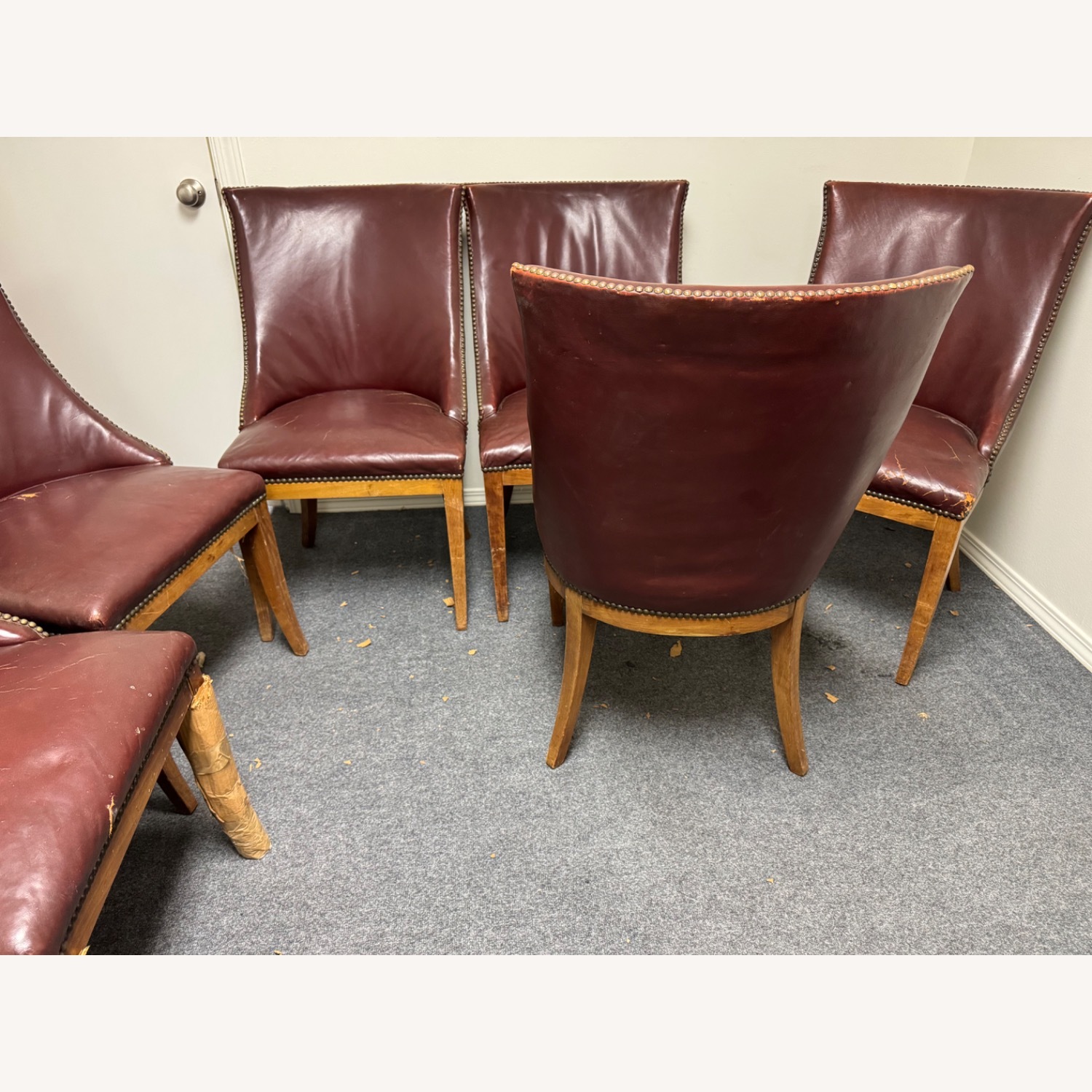 Vintage/Antique Red Leather Accent Chairs - image-1