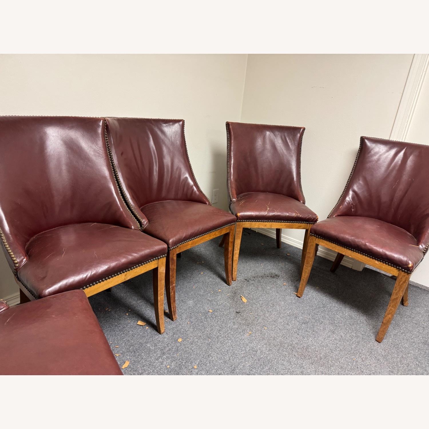 Vintage/Antique Red Leather Accent Chairs - image-6