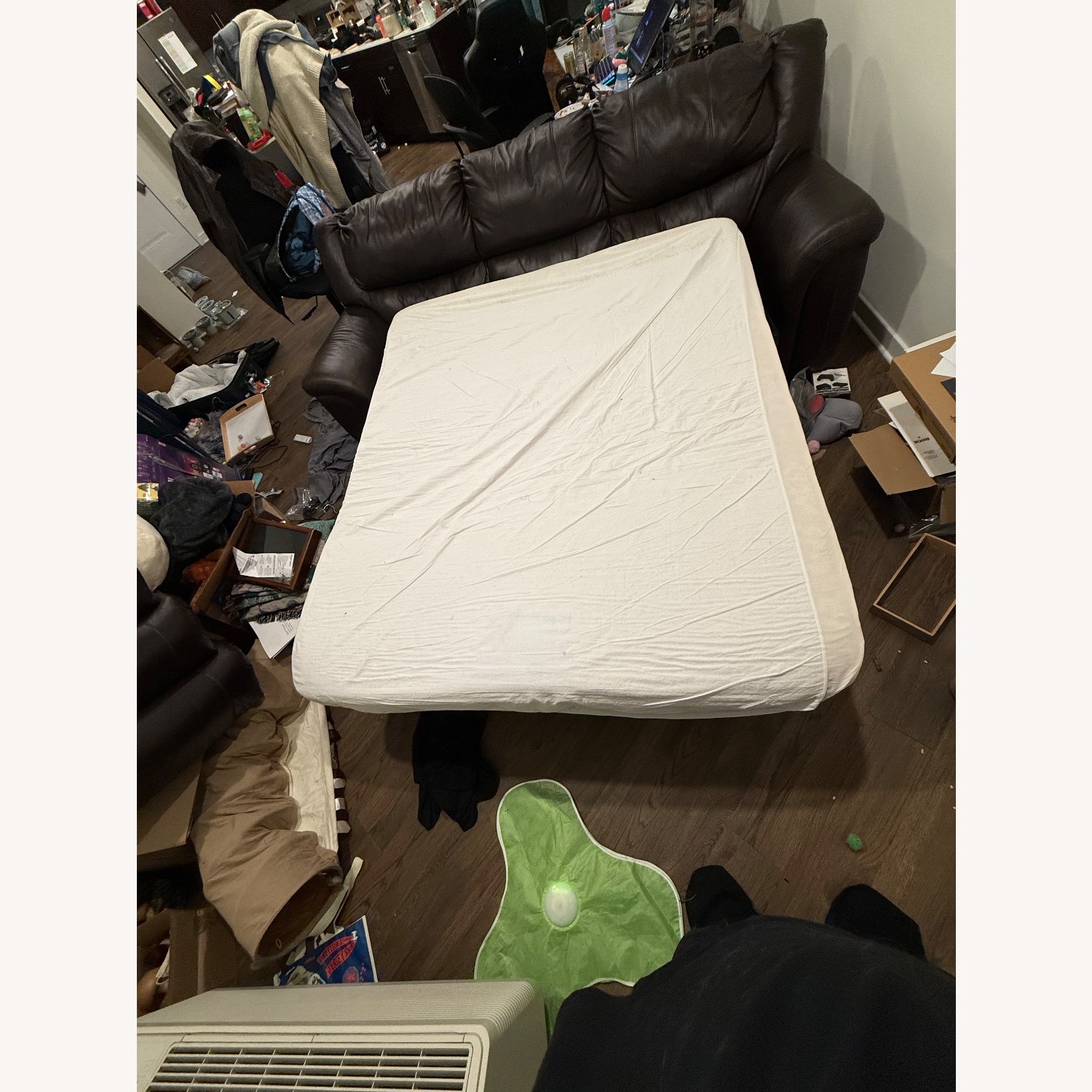 Faux Leather Sleeper Sofa - image-4