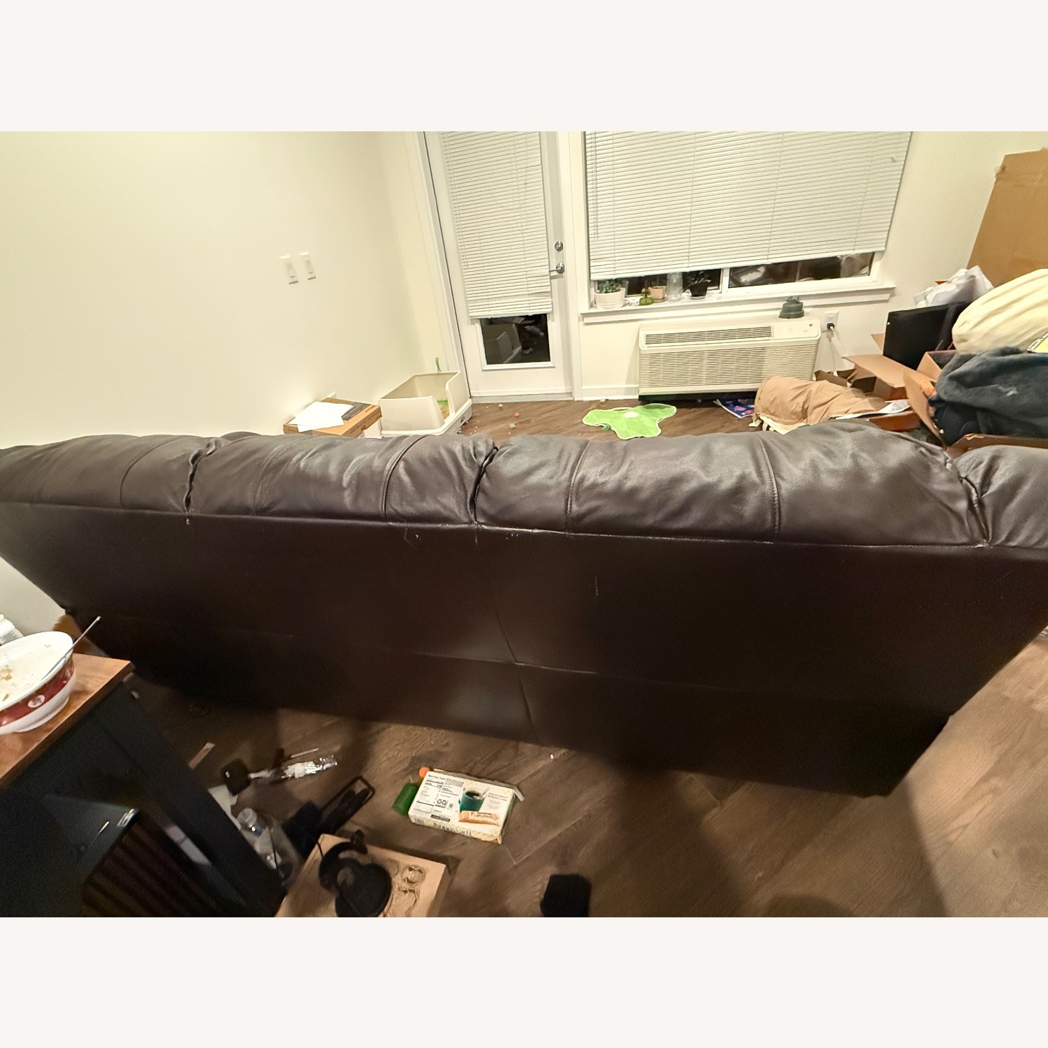 Faux Leather Sleeper Sofa - image-2