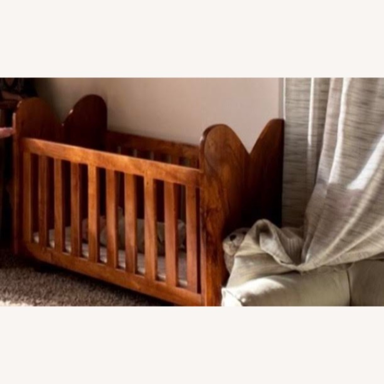 Vintage/Antique Dark Brown Wood Crib - image-1