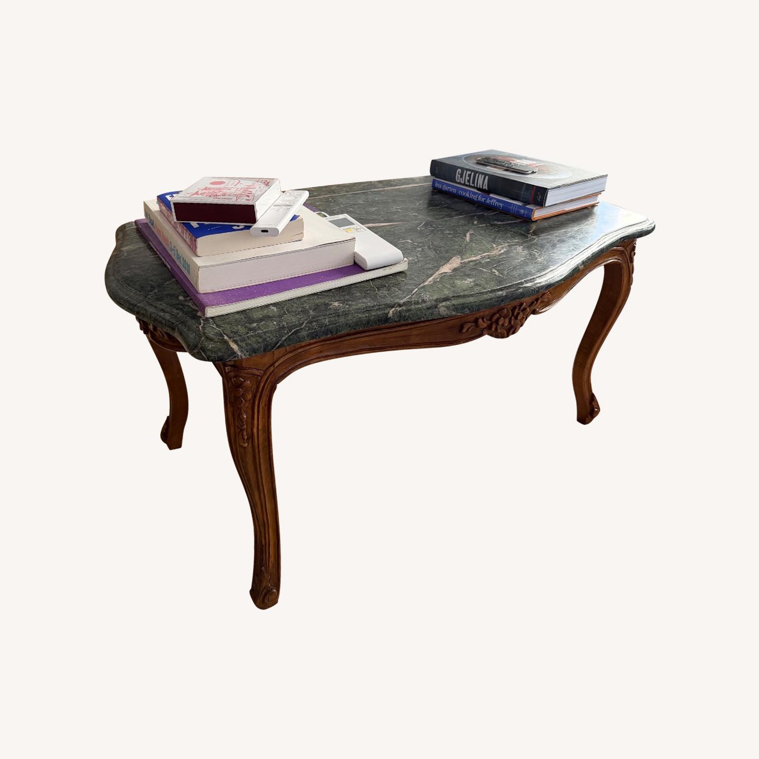 Vintage/Antique Green Wood Coffee Table - image-0