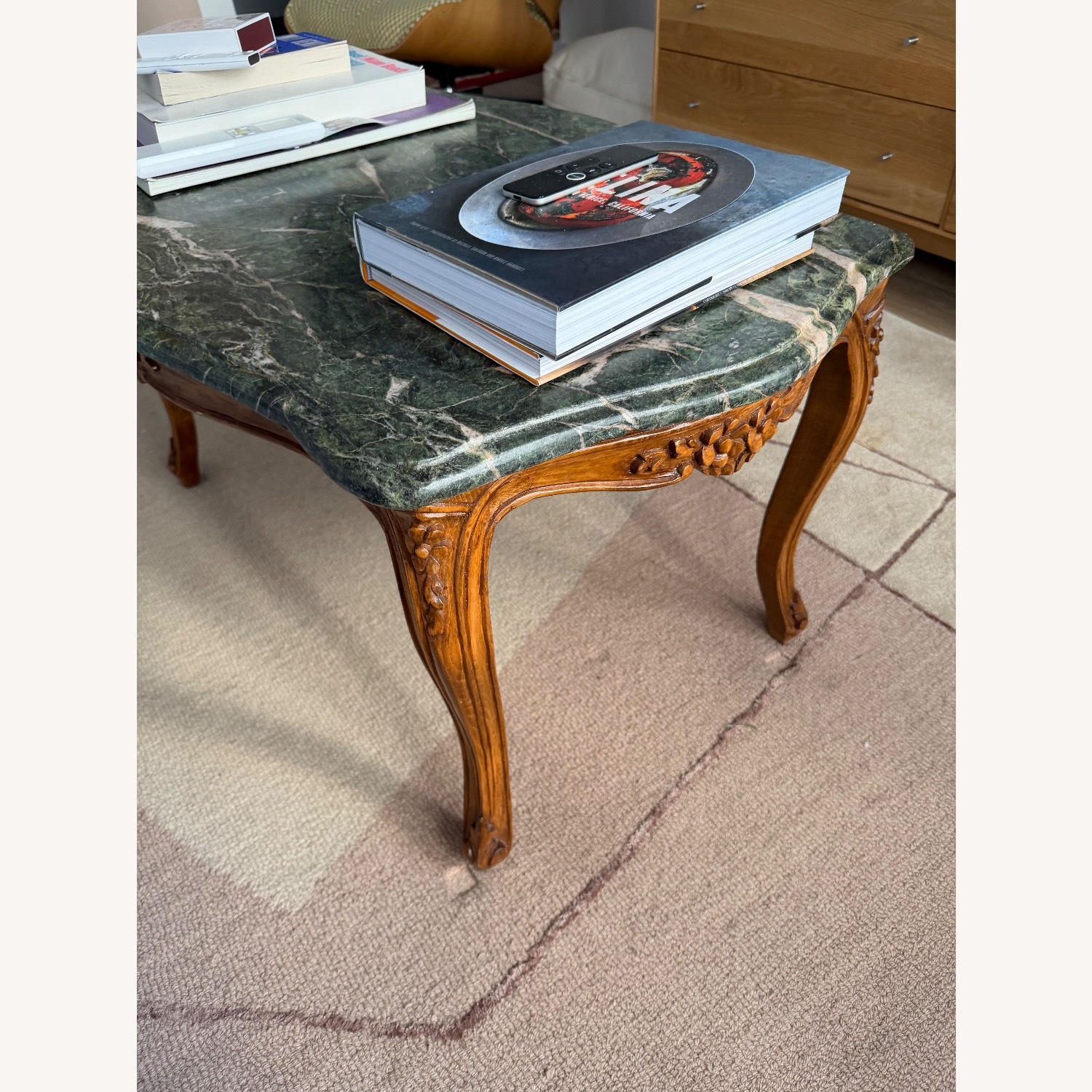 Vintage/Antique Green Wood Coffee Table - image-2