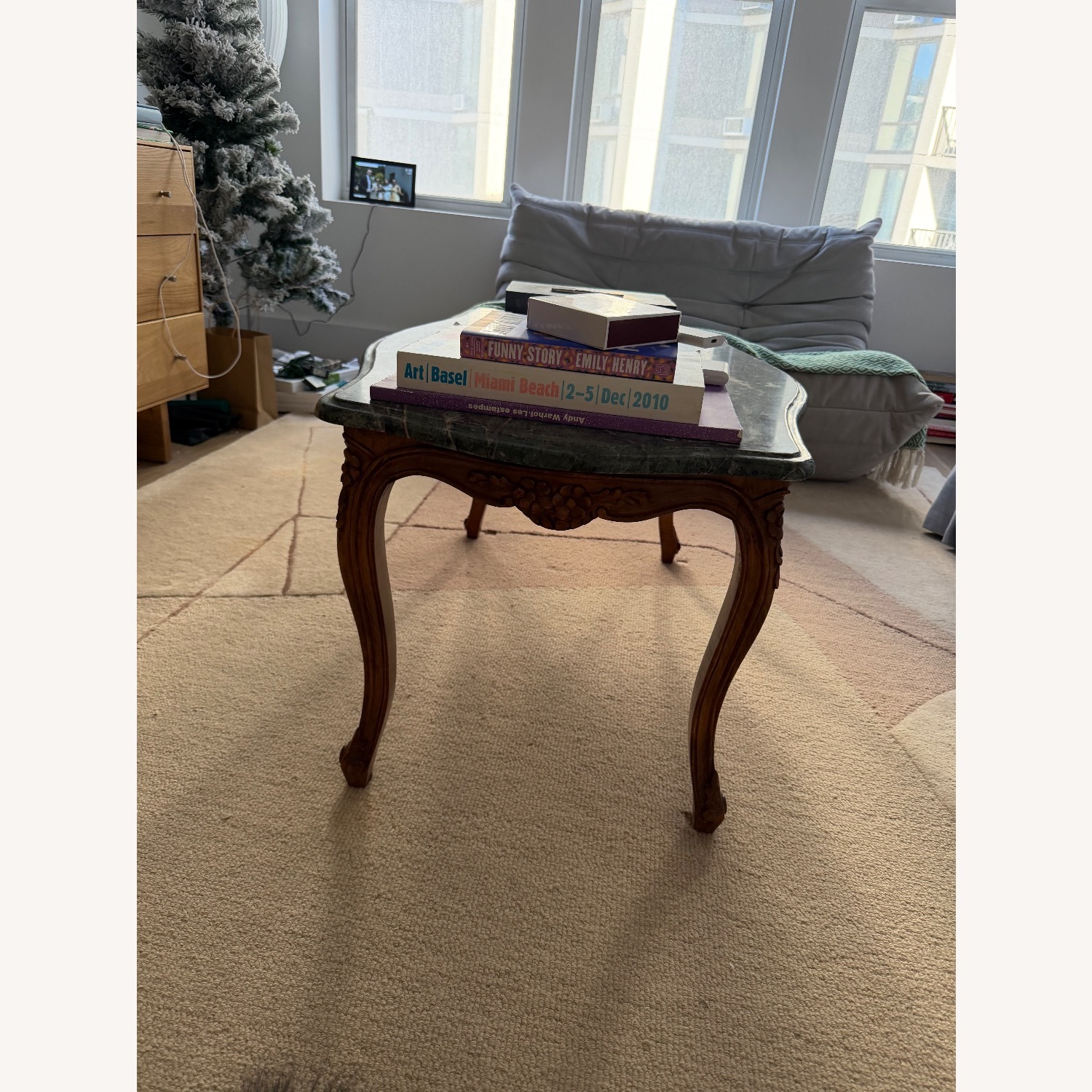 Vintage/Antique Green Wood Coffee Table - image-3